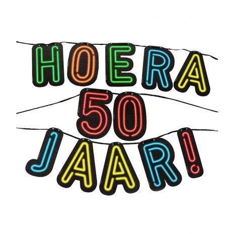 Letter garland hurray 50 years Neon | 5mtr Letter garland hurray 50 years Neon | 5mtr