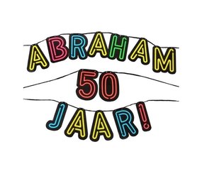 Letterlinger Abraham 50 years Neon | 5mtr Letterlinger Abraham 50 years Neon | 5mtr