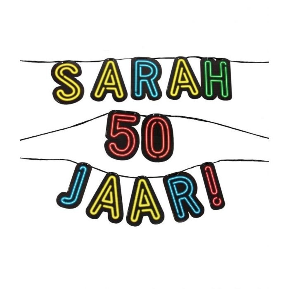 Letter garland Sarah 50 years Neon | 5mtr Letter garland Sarah 50 years Neon | 5mtr