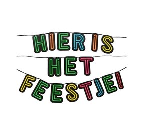 Letterslinger Hier is het Feestje Neon | 5mtr Letterslinger Hier is het Feestje Neon | 5mtr