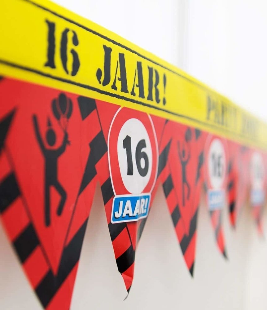 Afzetlint 16 jaar verkeersbord Partyzone | 12 meter