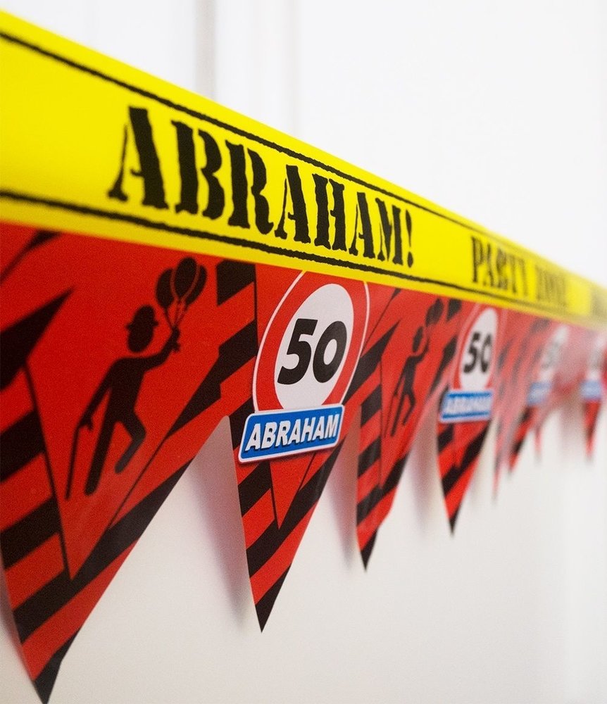 Sales ribbon 50 years Abraham Traffic sign Partyzone | 12 meters Sales ribbon 50 years Abraham Traffic sign Partyzone | 12 meters