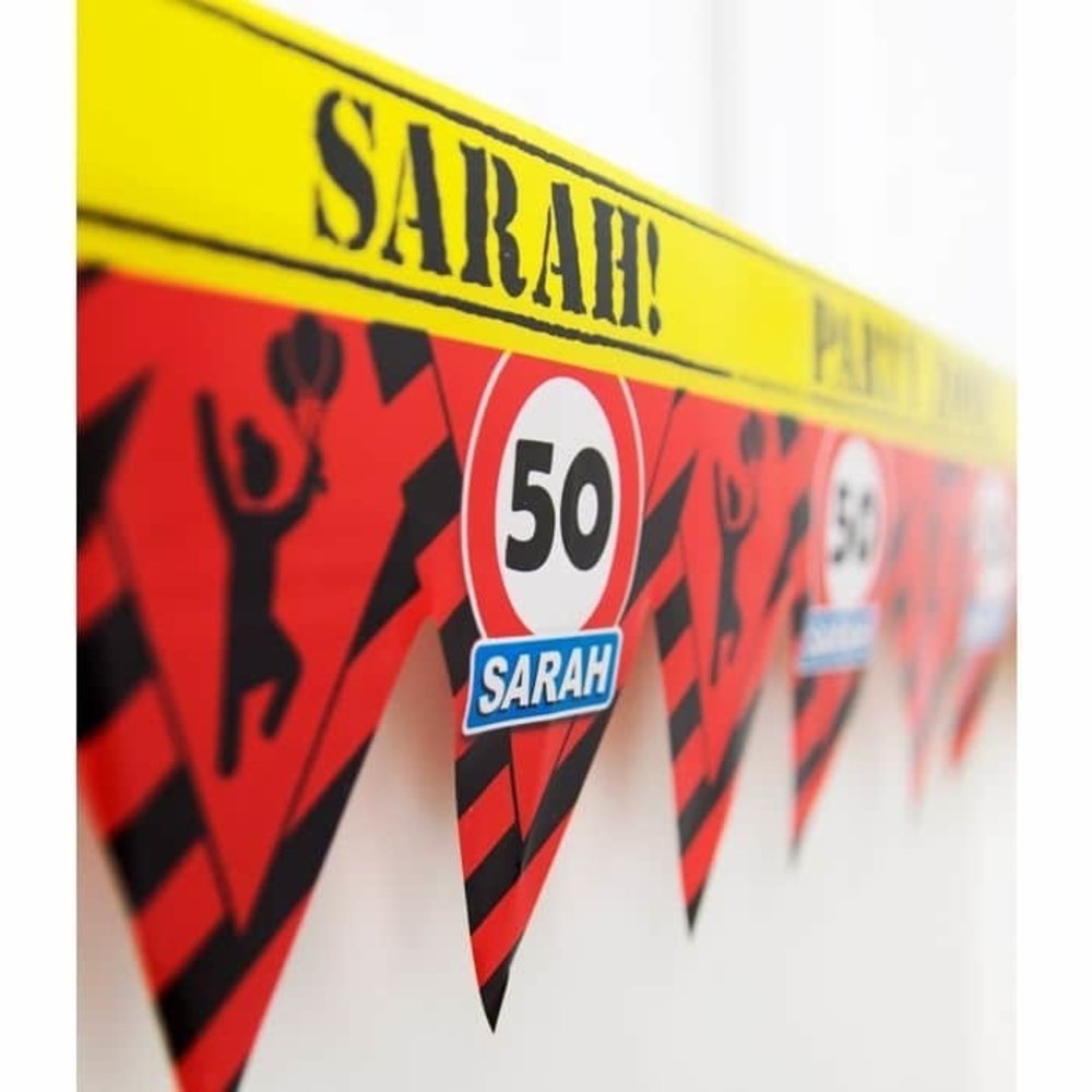 Sales ribbon 50 years Sarah Traffic sign Partyzone | 12 meters