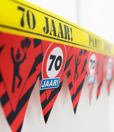 Afzetlint 70 jaar verkeersbord Partyzone | 12 meter