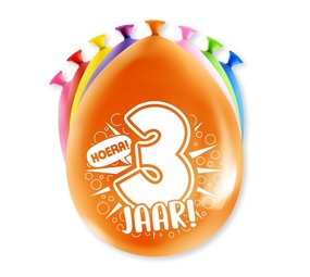 Paper Dreams Ballonnen 3 jaar party 30cm | 8 stuks Paper Dreams Ballonnen 3 jaar party 30cm | 8 stuks