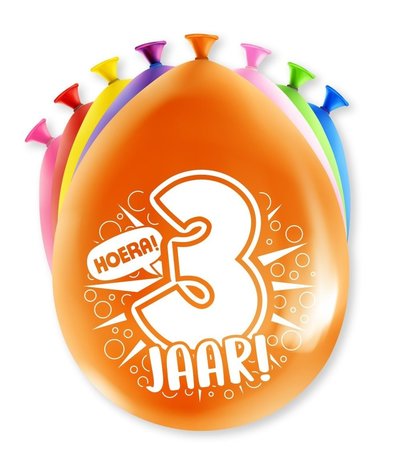 Paper Dreams Balloons 3 years party 30cm | 8 pieces Paper Dreams Balloons 3 years party 30cm | 8 pieces