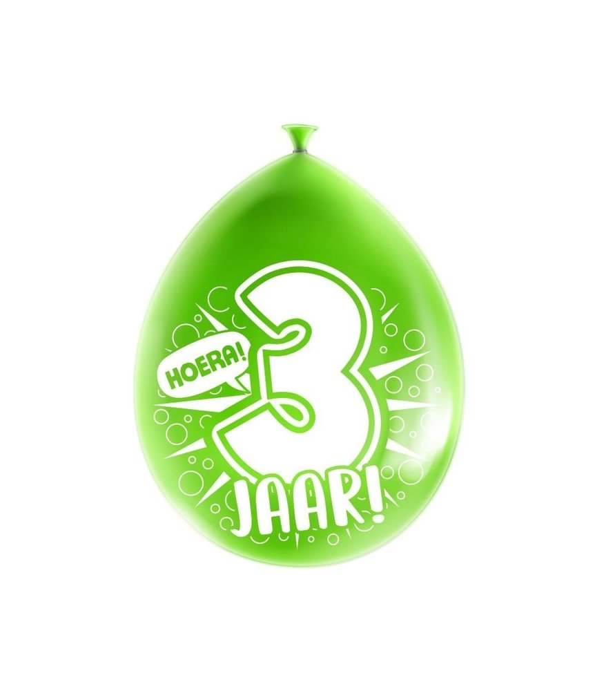 Paper Dreams Ballonnen 3 jaar party 30cm | 8 stuks Paper Dreams Ballonnen 3 jaar party 30cm | 8 stuks