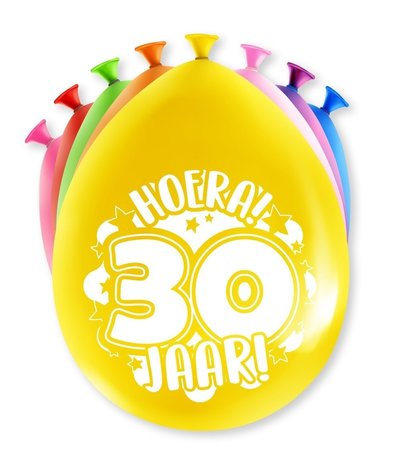 Ballonnen 30 jaar party 30cm | 8 stuks
