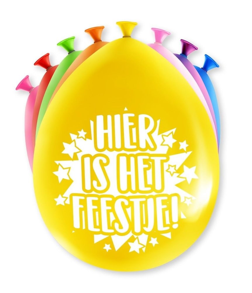Paper Dreams Ballonnen Hier is het Feestje! party 30cm | 8 stuks Paper Dreams Ballonnen Hier is het Feestje! party 30cm | 8 stuks