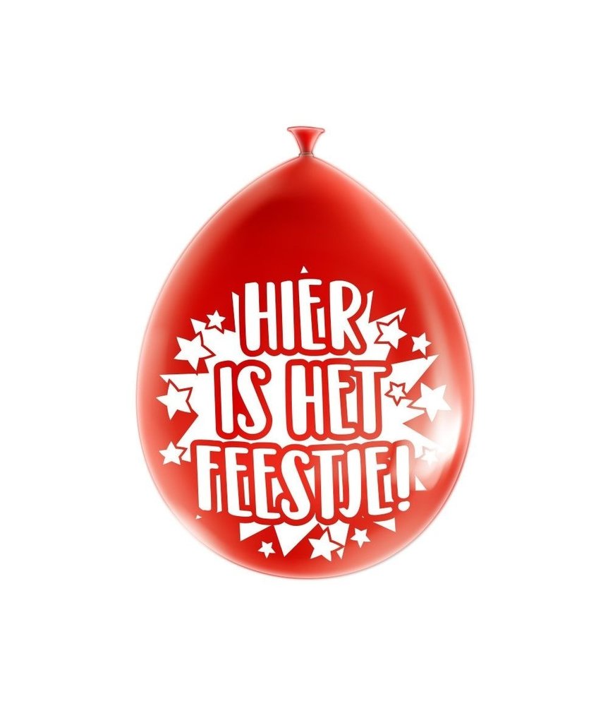 Paper Dreams Ballonnen Hier is het Feestje! party 30cm | 8 stuks Paper Dreams Ballonnen Hier is het Feestje! party 30cm | 8 stuks