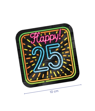 Untersetzer Happy 25 Neon | 6 Stück