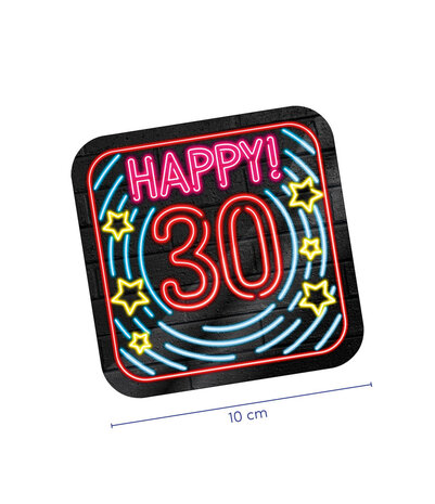 Onderzetters Happy 30 Neon | 6 stuks