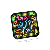 Coasters Happy 40 Neon | 6 pieces