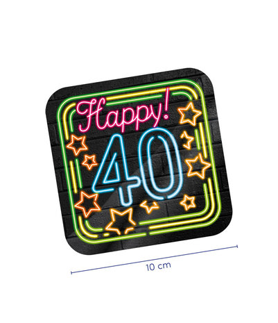Untersetzer Happy 40 Neon | 6 Stück