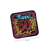 Untersetzer glücklich 50 Neon | 6 Stück