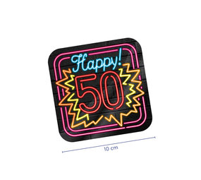 Untersetzer glücklich 50 Neon | 6 Stück