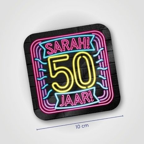 Coasters Sarah 50 years Neon | 6 pieces Coasters Sarah 50 years Neon | 6 pieces
