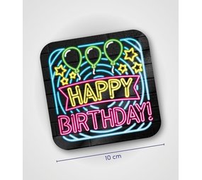Globos Nordic Onderzetters Happy Birthday Neon | 6 stuks Globos Nordic Onderzetters Happy Birthday Neon | 6 stuks