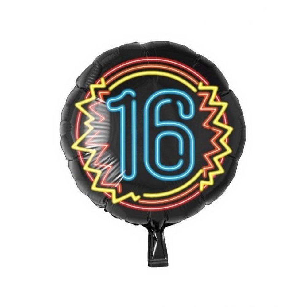 Helium ballon 16 jaar Neon | 45cm Helium ballon 16 jaar Neon | 45cm