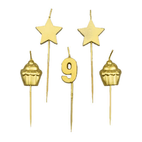 Bougies de fête 9 ans | 10 cm