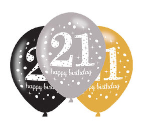 Amscan Balloons 21 years Sparkling Birthday | 6 pieces Amscan Balloons 21 years Sparkling Birthday | 6 pieces