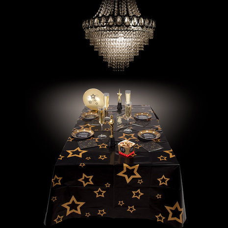 Boland Tablecloth black golden stars | 130x180cm Boland Tablecloth black golden stars | 130x180cm