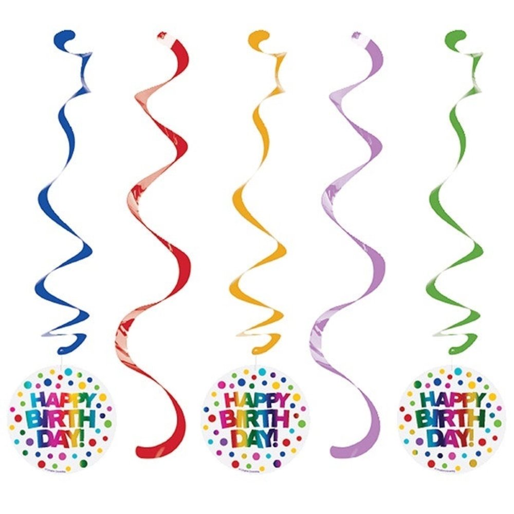 Creative Converting Rainbow Foil Swirl Hang Decoration 83cm | 5 pieces