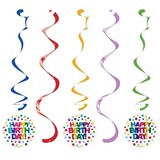 Creative Converting Rainbow Foil swirl hangdecoratie 83cm | 5 stuks