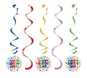 Creative Converting Rainbow Foil swirl hangdecoratie 83cm | 5 stuks