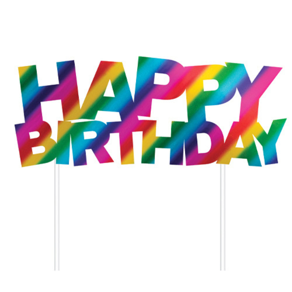 Creative Converting Regenbogenfolie Kuchen -Topper Alles Gute zum Geburtstag 17x15cm | pro Einheit