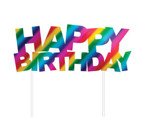 Creative Converting Regenbogenfolie Kuchen -Topper Alles Gute zum Geburtstag 17x15cm | pro Einheit