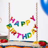Creative Converting Rainbow Foil cake topper Happy Birthday 22x22cm | per stuk