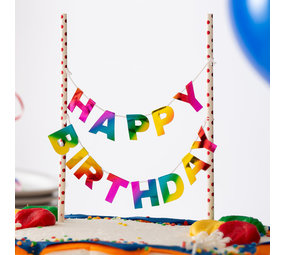 Creative Converting Regenbogenfolie Kuchen -Topper Alles Gute zum Geburtstag 22x22cm | pro Einheit