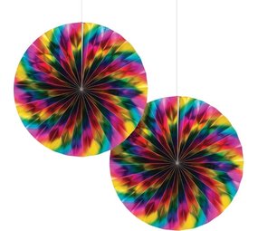 Creative Converting Rainbow Foil waaiers 30cm | 2 stuks