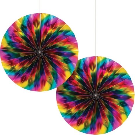 Creative Converting Eventails en feuille d'arc-en-ciel 30cm | 2 pièces
