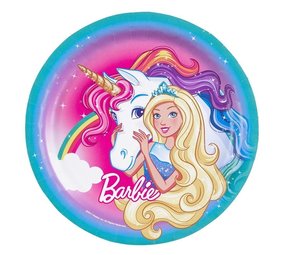 Amscan Teller Barbie & Einhorn 23cm | 8 Stück