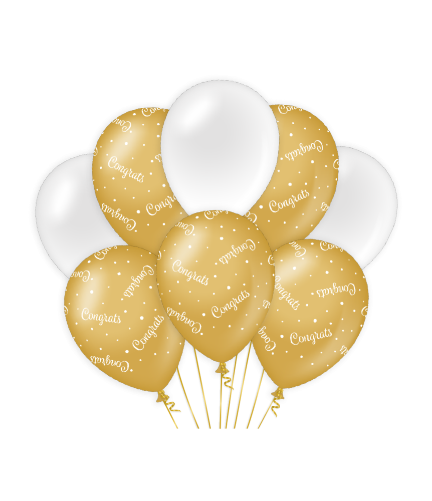 Paper Dreams Ballonnen Congrats Goud/Wit 30cm | 8 stuks Paper Dreams Ballonnen Congrats Goud/Wit 30cm | 8 stuks
