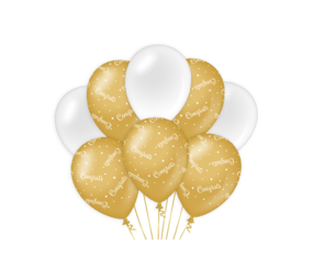 Paper Dreams Luftballons Congrats Gold/Weiß 30 cm | 8 Stücke Paper Dreams Luftballons Congrats Gold/Weiß 30 cm | 8 Stücke