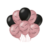 Paper Dreams Luftballons Congrats Rose Gold/Schwarz 30 cm | 8 Stücke
