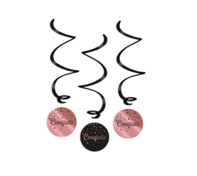Paper Dreams Swirls Congrats rose goud/zwart 70cm | 3 stuks Paper Dreams Swirls Congrats rose goud/zwart 70cm | 3 stuks