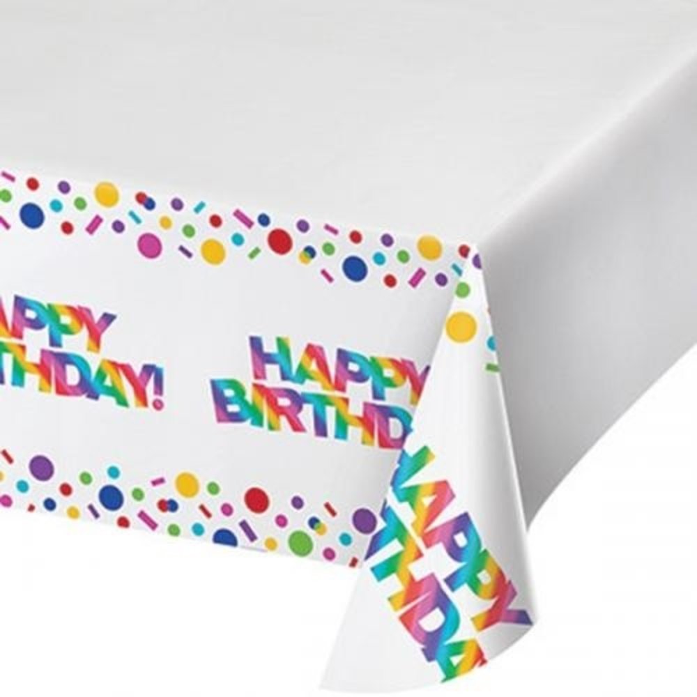 Creative Converting Nappe arc-en-ciel Happy Birthday plastique | 137X259cm