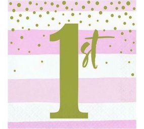 Creative Converting Servietten Pink & Silber 1 Jahr 32x32Cm | 16 Stücke Creative Converting Servietten Pink & Silber 1 Jahr 32x32Cm | 16 Stücke