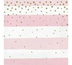 Creative Converting Servetten Roze & Zilver 32x32cm | 16 stuks Creative Converting Servetten Roze & Zilver 32x32cm | 16 stuks