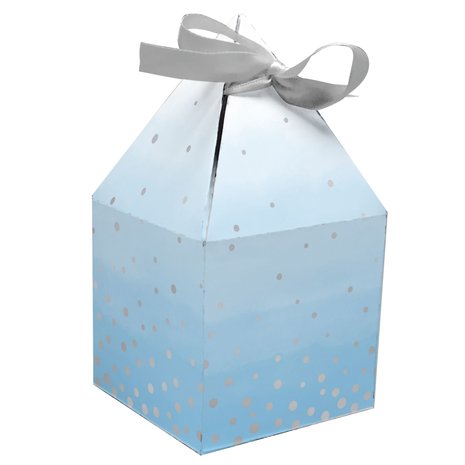 Creative Converting Traktatie box Blauw met zilver stippen 8x15 cm | 8 stuks Creative Converting Traktatie box Blauw met zilver stippen 8x15 cm | 8 stuks