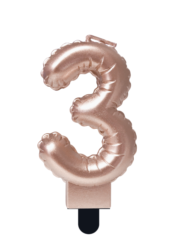 Paper Dreams Candle 3 Foil Balloon Rose Gold | 7cm