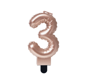 Paper Dreams Candle 3 Foil Balloon Rose Gold | 7cm