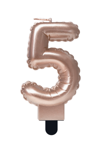 Paper Dreams Kaarsje 5 folie ballon rose goud | 7cm Paper Dreams Kaarsje 5 folie ballon rose goud | 7cm