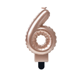 Paper Dreams Kaarsje 6 folie ballon rose goud | 7cm Paper Dreams Kaarsje 6 folie ballon rose goud | 7cm