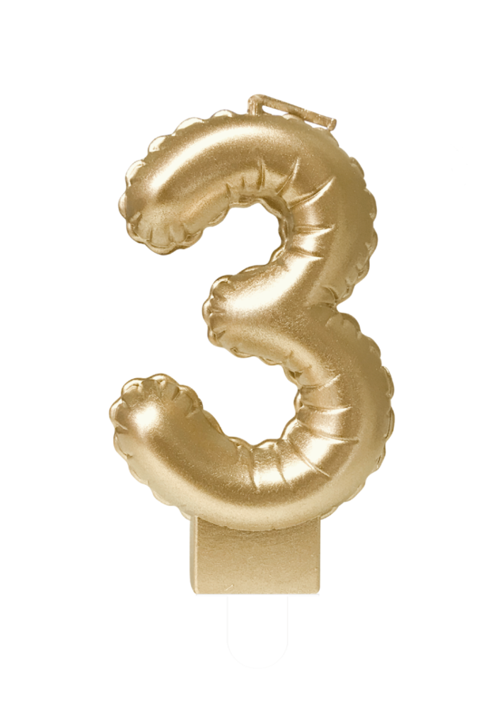 Paper Dreams Kerze 3 Folienballon Gold | 7cm Paper Dreams Kerze 3 Folienballon Gold | 7cm