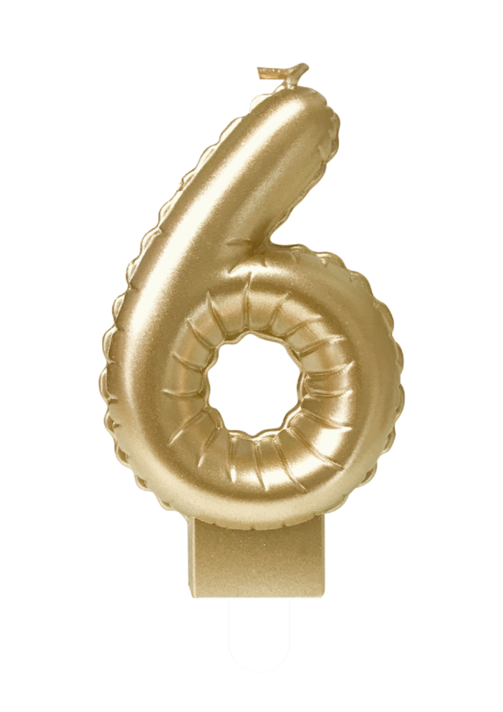 Paper Dreams Kaarsje 6 folie ballon goud | 7cm Paper Dreams Kaarsje 6 folie ballon goud | 7cm